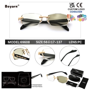 Lunettes de soleil photochromiques Boyarn sans monture, en métal, légères, style Y2K, tendance rétro, verres transparents en PC - Product Image 4