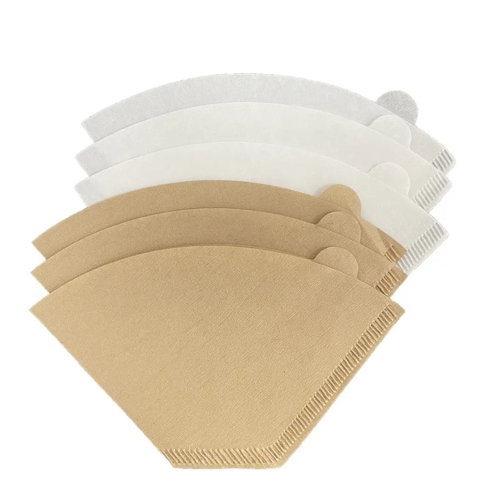 100pcs/bag Bio-degradable Disposable Originally Wood Commercial Use Basket Paper Coffee Filter For Drip Coffee Custom Package