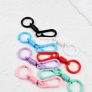 Retro Style Simple Strong Carabiner Shape Candy Color & Black <b>Keychain</b> Key Chain Ring Keyring Keyfob Key Holder with Spring - Product Image 6