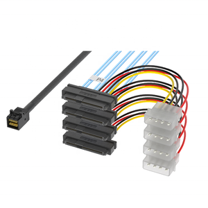 PCIe 4.0 SlimSAS 8i SFF-8654 Cable <strong>to</strong> 2 Mini SAS SFF8639 +15p Server Hard Disk Cable - Product Image 3