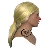 Masques de tête en silicone réalistes avec cheveux dorés, design personnalisé de haute qualité, pour acteurs de cinéma, cosplay, Halloween, accessoires de fête