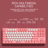 JERTECH DK600 Plastic ABS 80% Portable Laptop Keyboard Punk Retro RGB Gamer Keyboard Round Keycaps Computer USB Wired Keyboard