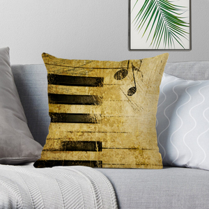 Nota Musical sublimación Retro <span class=keywords><strong>Piano</strong></span> <span class=keywords><strong>notas</strong></span> patrón impreso almohada sofá funda cojín - Product Image 2