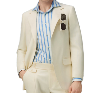 MTM abito Casual da uomo <span class=keywords><strong>Beige</strong></span> avorio bianco due pezzi abito da viaggio leggero senza passante per cintura - Product Image 1