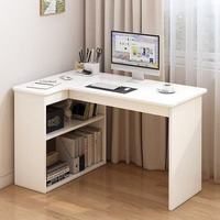Bureau d'angle en L pour ordinateur avec étagère, table de maquillage et de travail tout-en-un pour chambre à coucher, bureau des filles