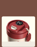 Vaso de viaje de acero inoxidable de 420ml, pantalla LED de temperatura inteligente, taza de café aislada, botella de agua, botella termo con asa de cuerda