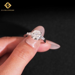 Anillo de Compromiso de Diamante de Corte Brillante Redondo de Joyería Fina, Plata de Ley 925, Anillo de Diamante Moissanita GRA VVS para Mujer - Product Image 6