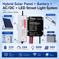 Contrôleur solaire AC/DC fiable Sukite avec MPPT AC-1280-2.4G 12V 80W 15A pour éclairage public à énergie solaire avec capteur
