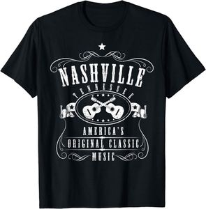 Nashville Country Music <b>T</b>-Shirt 100% Cotton Vintage Tennessee Musician Logo Anti-Wrinkle and Anti-Shrink Oversized Fit Shirt - Product Image 5