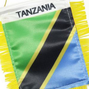 Custom TANZANIA Satin Pennant Flag Car Mini Flag <b>Banner</b> with Yellow Tassels - Product Image 4