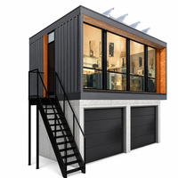 Maison modulaire solaire de luxe hors réseau, type conteneur, avec garage, bureau extérieur, chambre d'hôtes, utilisation hôtelière