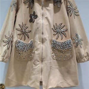 OUDINA Nuovo Elegante Cappotto Invernale da <span class=keywords><strong>Donna</strong></span>, Lussuoso, Casual, <span class=keywords><strong>Oversize</strong></span>, con Collo a Risvolto e Cerniera con Strass - Product Image 4