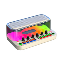 Carte son live SY11 avec haut-parleur, 2 micros sans fil 2.4G, mixeur audio portable pour diffusion en direct, karaoké, podcast, RGB, OTG, 10m