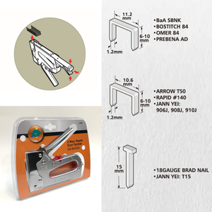 Manual Nail Staple Gun Stapler JY980 Power-Adjustable Heavy Duty Staple Gun 6(1/4")-14mm(9/16") 3-in-1 Silver+Red - Product Image 3