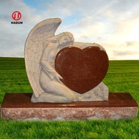 Décoration extérieure personnalisée Ange en granit et coeur Sculpture Pierre tombale Pierre tombale commémorative en marbre