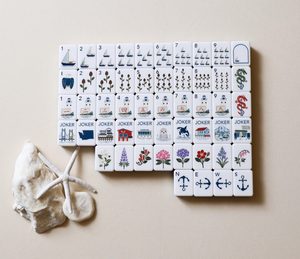 Set Completo di Mahjong Americano Nautico Costiero in Acrilico a 4 Strati, 160 Pezzi, con Motivi Unici di Barche a Vela e <span class=keywords><strong>Faro</strong></span>, per Appassionati di Mahjong Statunitensi - Product Image 2