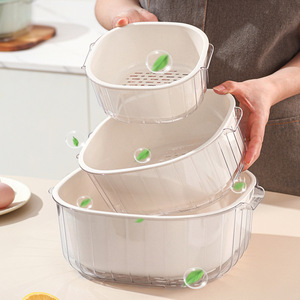 Panier de vidange double couche pour laver les légumes et les fruits, grande taille, évier de cuisine avec filtre et design épaissi - Product Image 2