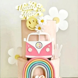 ดอกไม้อะคริลิคตกแต่งเค้กธีมฤดูใบไม้ผลิสำหรับงานวันเกิด รูปแบบน้ำผึ้งและความหวาน - Product Image 2