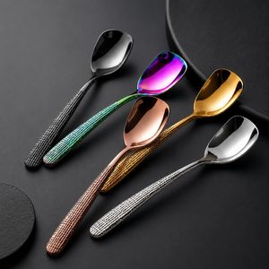 304 stainless steel <b>square</b> head spoon hammer <b>coffee</b> spoon stirring spoon elegant dessert spoon household spoon ice cream spoon - Product Image 2