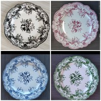 Vaisselle en porcelaine vintage, assiettes à dîner, design floral pastoral multicolore, assiette en céramique, motif végétal classique, assiette de présentation