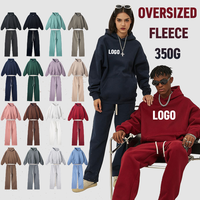 Ensemble survêtement unisexe en molleton épais 350 g/m² avec logo personnalisé brodé en relief, style streetwear décontracté