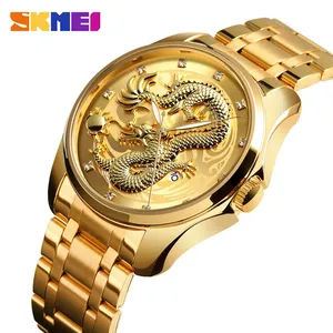 SKMEI — montre Dragon pour hommes, bijou de luxe, Quartz, en acier inoxydable, avec Logo personnalisé, élégant, 9193