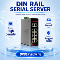 Serveur de ports série industriels 8 canaux monté sur rail DIN, convertisseur Ethernet RS485, double alimentation, fabricant