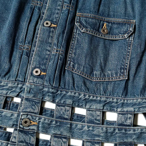Vintage Washed <b>Denim</b> <b>Jacket</b> <b>Mens</b> Casual Blue Jean Trucker <b>Jacket</b> Custom Embroidery Hollow Out Waist Design Streetwear Outerwear - Product Image 6