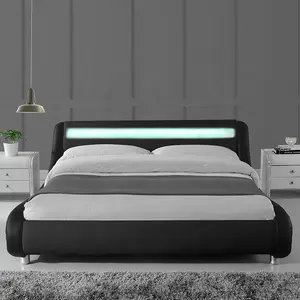 Willsoon Design moderno PU letto in pelle sintetica con luce a LED Soft Double/Queen/King Size casa camera da letto struttura in legno