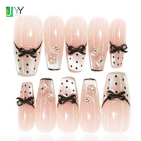 Kit d'ongles à presser en chrome argenté liquide gothique, marque privée, sur mesure, faits à la main, en acrylique gothique, vente en gros, ongles en gel 3D rose naturel