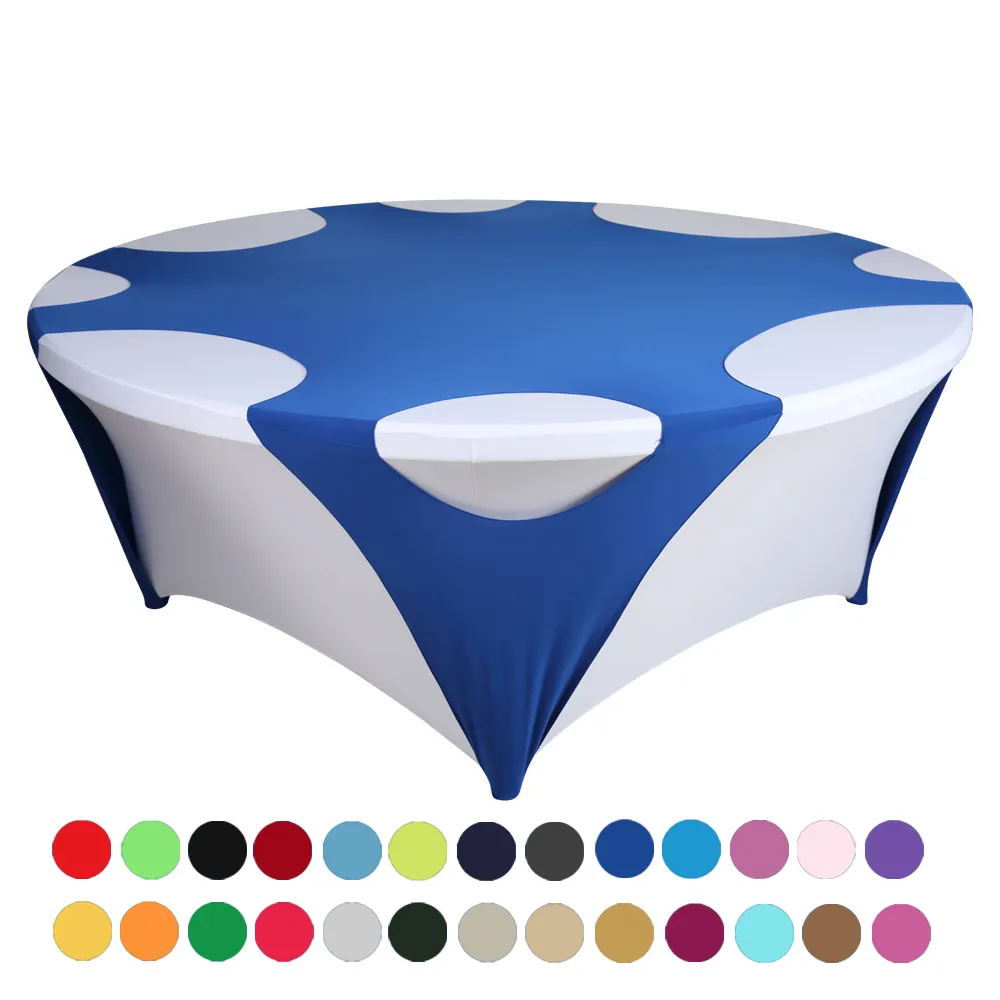 Spandex Stretch 60Inch Ronde Tafelkleed Overlay Bank Tafel Cover Fabriek Fabrikant Voor Bruiloft Tentoonstelling Decoratie