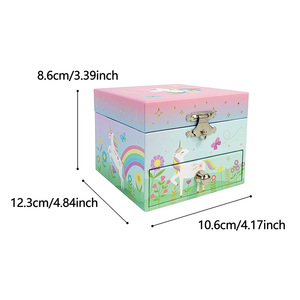 Yiyu Sonmelix Piccola Scatola Musicale Personalizzata in Legno da 4 Pollici con Ballerina, Scatola Musicale Portagioie con Unicorno, Regalo con Cassetto - Product Image 5
