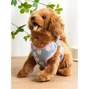 Harnais de luxe pour animaux de compagnie gilet néoprène polyester respirant et réfléchissant motif floral et solide disponible petit moyen grand XL tailles - Product Image 1