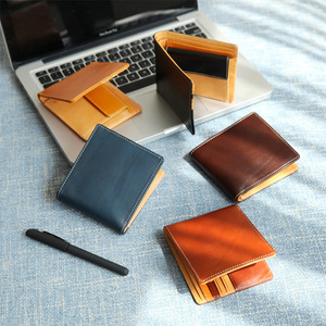 2026 New Custom Leather Short Wallet Handcrafted Tannin Leather <b>Men's</b> Anti-theft Coin-<b>Pouch</b> Wallet - Product Image 3