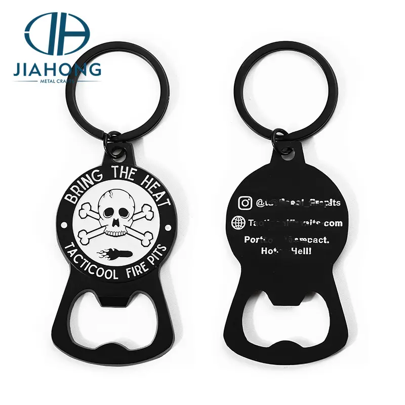 Funny Design Bottle Opener Keychain Custom Logo Double Sided Printed Keyring Key Chain Beer Opener for Bar Shop