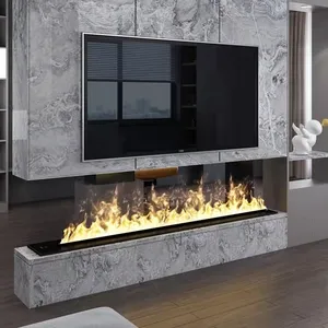 Contemporary Style Water Electric Fireplace Insert Cassette LED Realistic Fire Flame Water Vapor Steam Fireplace 3D 1m