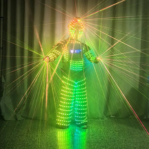 Costume de scène unisexe pour adulte avec impression lumineuse en polyester/rayonne, <span class=keywords><strong>casque</strong></span> laser et gants colorés pour bar KTV - Product Image 5