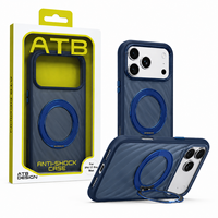 Coque de téléphone antichoc translucide mate à motif vague avec support anneau pour iPhone 18 17 Pro Max ATB