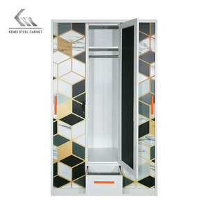 Hot <strong>Sale</strong> Customized Pattern 3 Sliding Door <strong>Mirror</strong> Metal <strong>Wardrobe</strong> Steel Almirah Living Room Steel <strong>Wardrobe</strong> - Product Image 2
