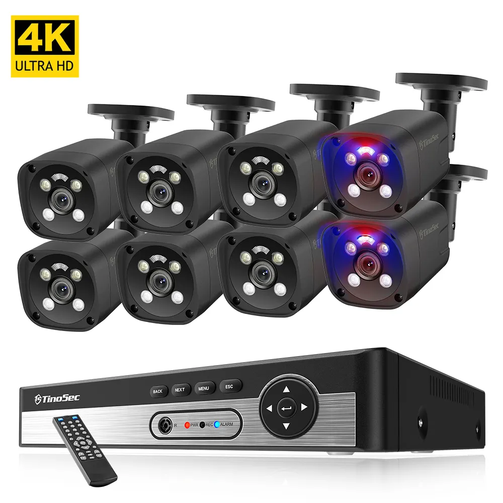 Techage Ultra HD 4K Camera An Ninh Nhà Sản Xuất Chất Lượng Cao AI Home Camera CCTV Hệ Thống Giám Sát 8CH NVR Hệ Thống CCTV