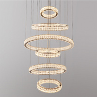 Lampe à suspension ronde à haut plafond, design moderne et simple, salon, hall d'hôtel, escalier, lumière suspendue à LED