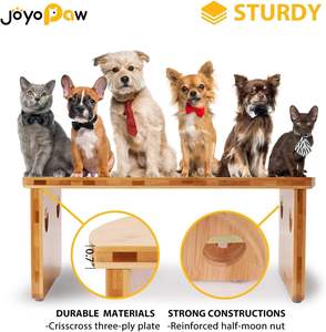 Support de gamelle surélevé réglable en bambou pour chiens de taille moyenne, avec deux bols amovibles en acier inoxydable, favorise une posture d'alimentation saine - Product Image 4