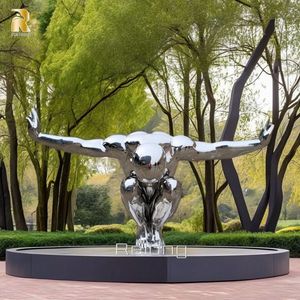 Escultura de hombres de buzo de acero inoxidable abstracto de artes metálicas modernas para decoración al aire libre - Product Image 2