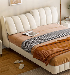 Kainice Cadre <span class=keywords><strong>de</strong></span> <span class=keywords><strong>lit</strong></span> personnalisé minimaliste moderne et doux Coussins d'appui-tête inclinables à étui haut beige Tête <span class=keywords><strong>de</strong></span> <span class=keywords><strong>lit</strong></span> <span class=keywords><strong>en</strong></span> polaire technique à profil bas - Product Image 4