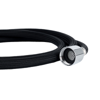 Tuyau d'évier noir moderne super flexible avec raccord rapide F1/2 pivotant à 360 degrés, en nylon tressé PE/EPDM pour salle de bain et cuisine