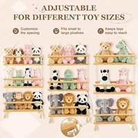 Étagère de rangement suspendue en bois à 3 niveaux, trapézoïdale, réglable, pour jouets en peluche et animaux en peluche, design flottant bohème pour chambre d'enfant