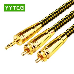 T3 YYTCG Hifi da 3.5mm a 2rca cavo di fascia alta placcato argento per PC Mobilephone amplificatore interconnessione <span class=keywords><strong>3.5</strong></span> <span class=keywords><strong>Jack</strong></span> al cavo ca - Product Image 2