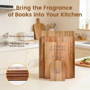 Wooden Cutting Board <b>Set</b> Book Shape 33x25.5x2cm 29x21.5x1.5cm 25x17.5x1.5cm Multifunction Kitchen Chopping Blocks - Product Image 3