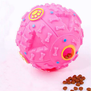 Pelota dispensadora de golosinas para mascotas, juguete interactivo de PVC de 7,5 cm para perros con orificios para comida - Product Image 1