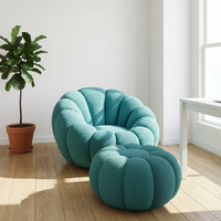 Canapé paresseux individuel en forme de citrouille, pouf moderne capitonné, canapé inclinable confortable et compact pour salon et chambre à coucher